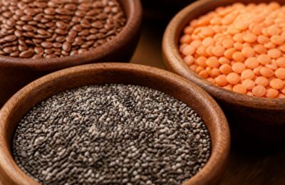 Semințele de chia, inul și leguminoasele pot acoperi ținta de 30 g de fibre pe zi