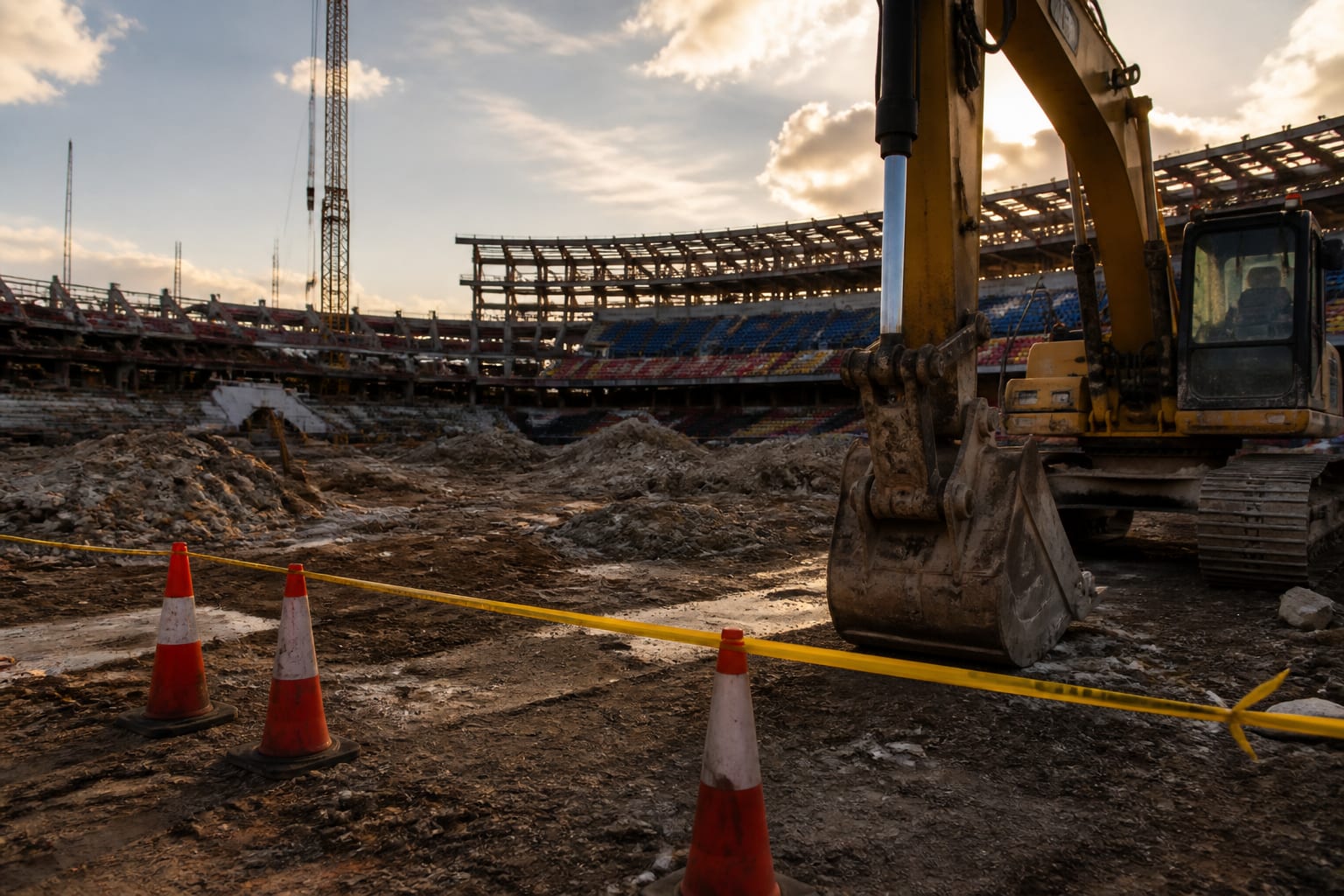 Un muncitor de 54 de ani a murit pe șantierul Camp Nou, primul accident mortal de la începerea lucrărilor